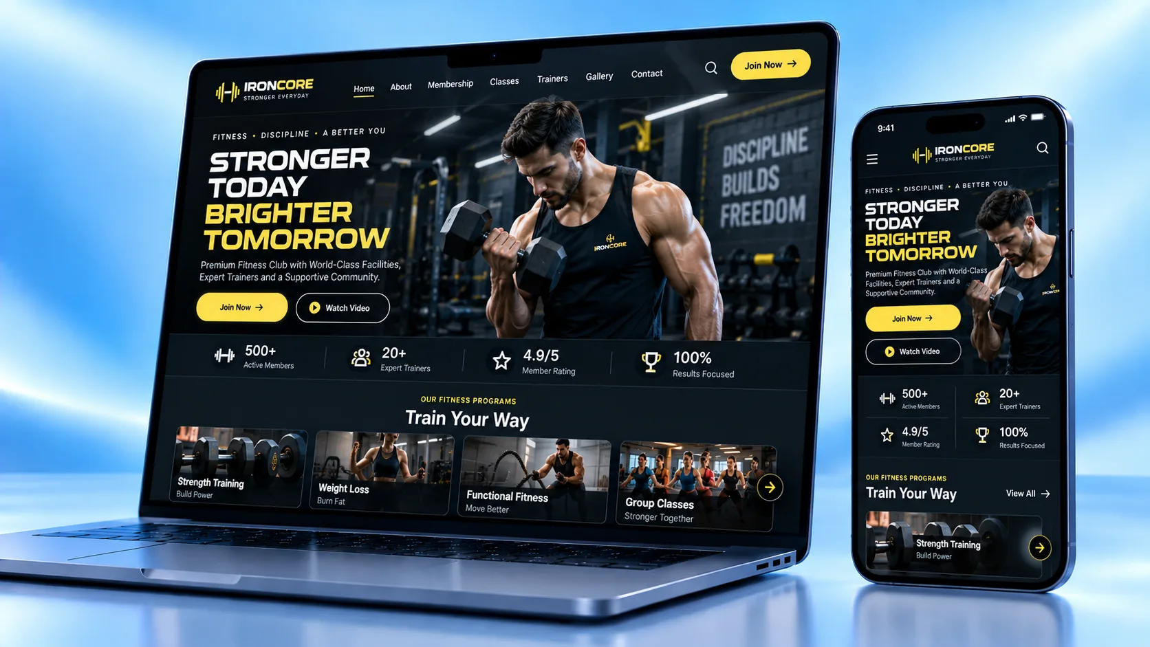 Premium fitness and gym portfolio website